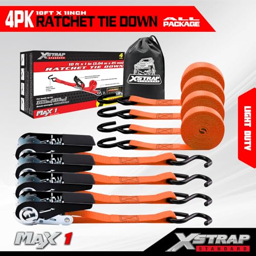 4 PK Ratchet Tie Down Straps (4 Count)