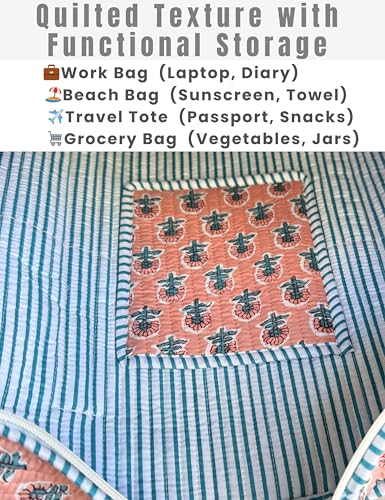 100% Cotton Quilted Tote Bag For Women