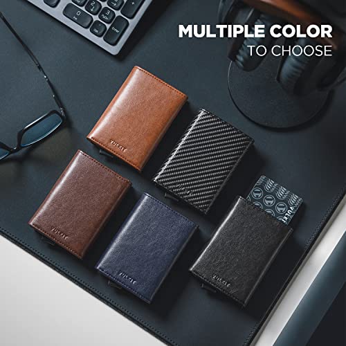 Pop up Card Wallet Minimalist Cash Wallets RFID Blocking Leather Smart Credit Card Holder with ID window for Men