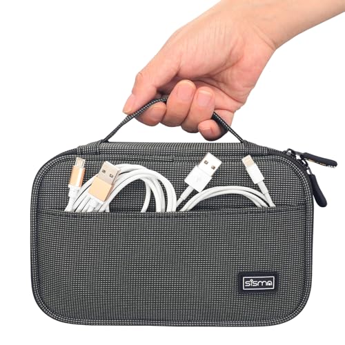 Travel Electronics Organizer Small Carrying Case for Cables Phone Chargers USB Plugs Power Cords Earbuds Adapter Tech Accessories Pouch