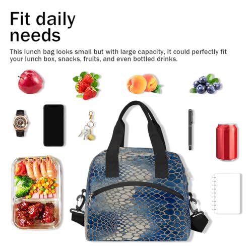 Animal Snake Print Insulated Lunch Bag for Women Men Thermal Cooler Bag Adult Lunch Box with Shoulder Strap Reusable Lunch Tote Bag Large Containers for School Picnic Work Lightweight Handbag (B 08)