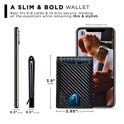 RFID Blocking Slim Bifold Genuine Leather Minimalist Front Pocket Wallets for Men with Money Clip Thin Mens