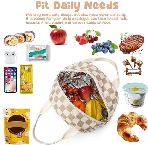 Lunch Bag for Women Men Cute Corduroy Lunch Tote Bags Reusable Insulated Lunch Box Large Capacity Reusable Insulated Cooler for Work Picnic or Travel