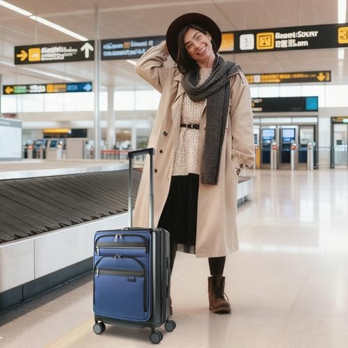 Hardside Expandable Carry On Luggage 22x14x9 Airline Approved With Front Business Pockets