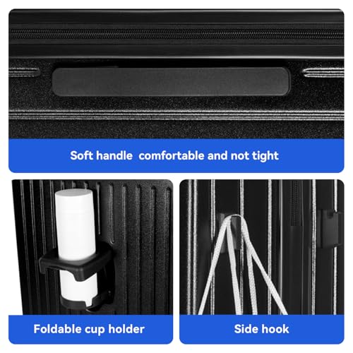 SOKOK Carry On Luggage Wide Handle Suitcase with Front Pocket 20Inch