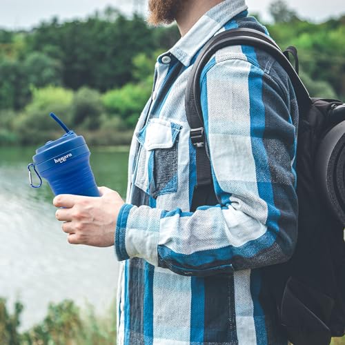 Collapsible Cup with Reusable Straw