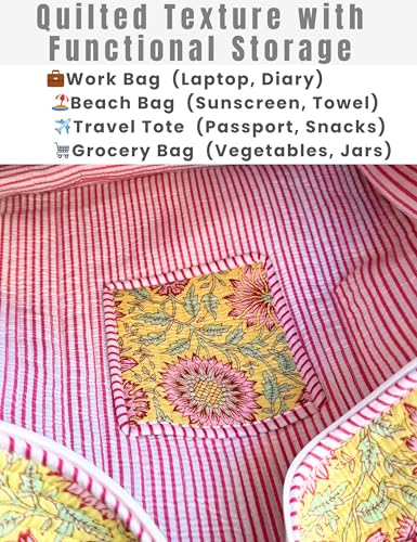 100% Cotton Quilted Tote Bag For Women