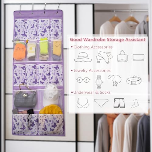 16 Pockets Over Door Hanging Storage Organizer with 4 Kinds Pouches for Shoes
