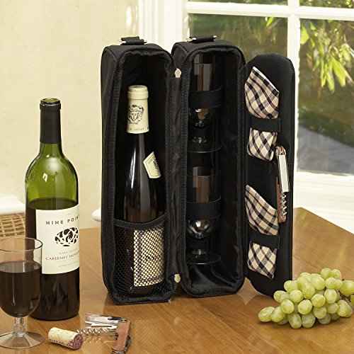 Insulated Wine Tote with 2 Wine Glasses