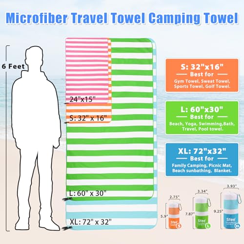 2 in 1 Microfiber Oversized Beach Towel (2 Count)