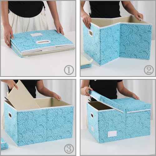 Extra Large Collapsible Storage Cubes with Lids Fabric Decorative Storage Bins Boxes Organizer Baskets with Cover Handles for Bedroom Closet Living Room 19.6x15.7x11.8 Inch 3 Pack (3 Count)