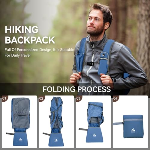 15L Small Hiking Backpack for Men Women Lightweight Packable Backpack Foldable Casual Daypack for Camping Travel Outdoor