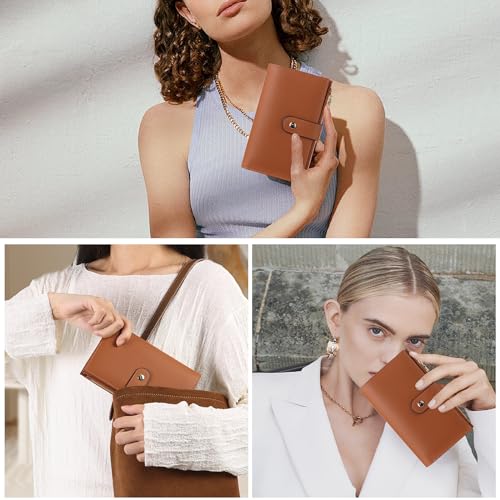 Wallet Women RFID Blocking Multi Cards Wallet Credit Card Holder for Women Large Capacity Lady Leather Trifold Travel Wallet with Passport