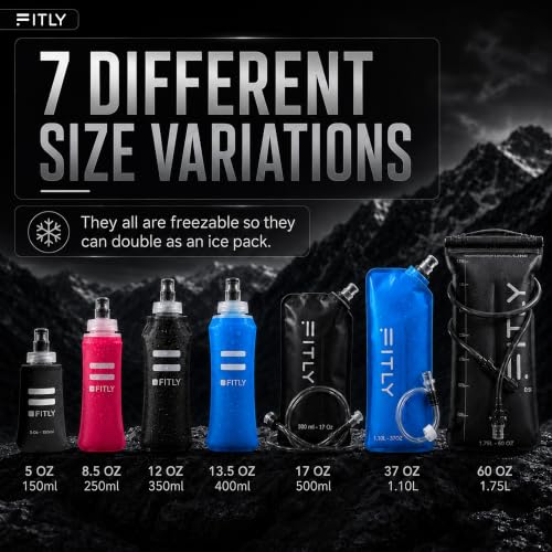 5 oz - 150ml (F1B) Soft Water Bottle Shrink As You Drink Soft Flask for Hydration Pack Folding Water Bottle Ideal for Running, Hiking, Cycling, Climbing & Rigorous Activity, Black