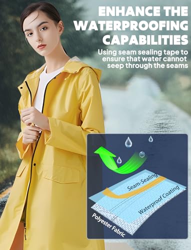 Waterproof Rain Poncho for Women Packable Hooded Raincoat with Pocket
