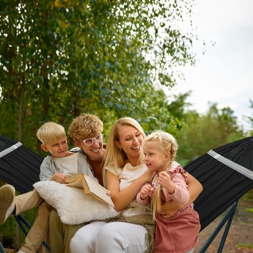 Ultimate Relaxation Portable Hammock Stand with Cotton Canvas Net