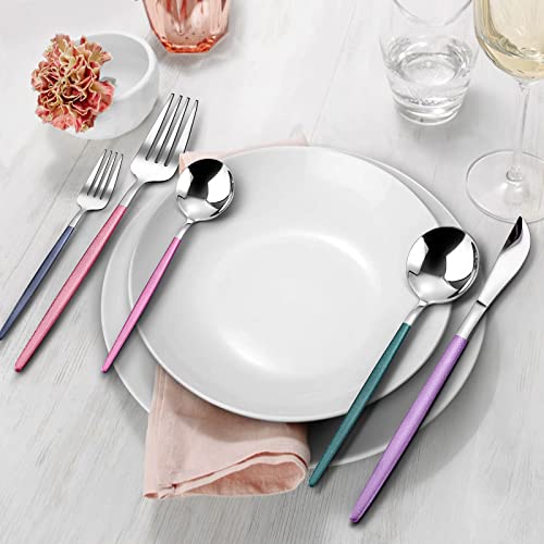 Mirror Silver multicolor Silverware Set (4 Count)