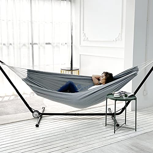 Cotton Camping Hammock Portable with Tree Straps Holds 660lbs