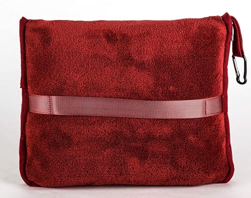 Premium Soft Travel Blanket Pillow Airplane 2 in 1 Combo Warm Red