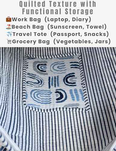 100% Cotton Quilted Tote Bag For Women