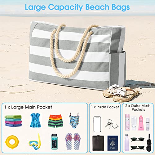 Beach Bags for Women Large Waterproof Beach Tote Bag Zipper Beach Bags Waterproof Sandproof Swim Pool Bag Large Tote