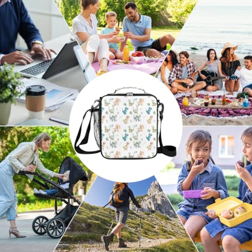 Dinosaur Animal Kids Lunch Box for Girls Boys Reusable Insulated Lunch Bag for Kids Toddler Thermal Cooler Spacious Lunchbox with Shoulder Strap Lunchbag for School Work Picnic (A11:Dinosaur)