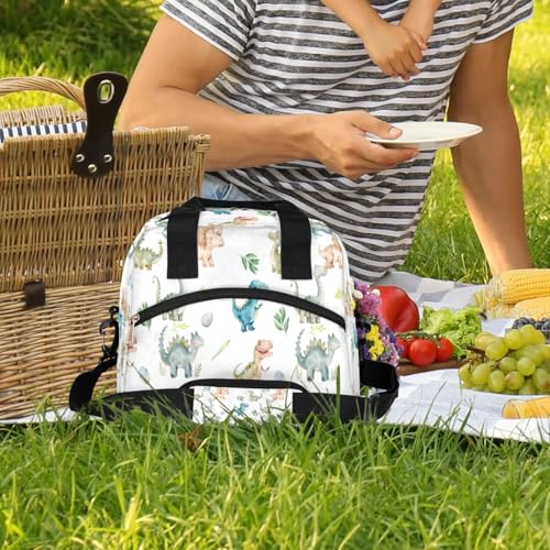 Animals Dinosaurs Insulated Lunch Bag for Women Girl Reusable Lunch Tote Box With Shoulder Strap Lightweight Thermal Cooler Meal Prep Bag for Work School Office Picnic (print 15)