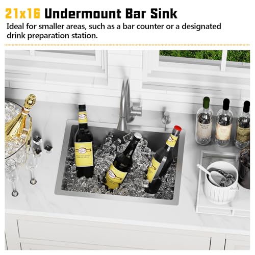 21x16In Stainless Steel Kitchen And Bar Sink