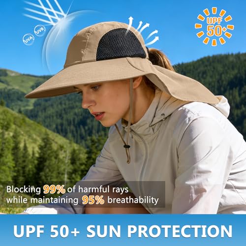 Sun Hat for Men Women with Neck Flap