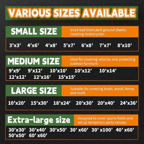 12x25 Feet Tarps Heavy Duty Waterproof