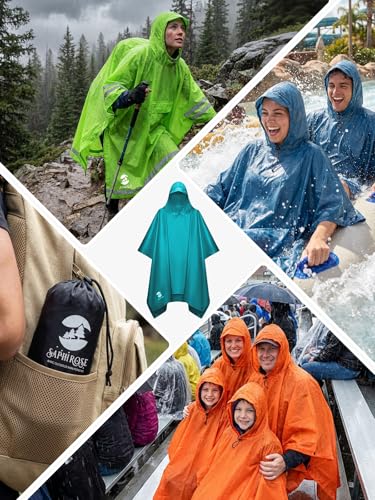 Hooded Rain Poncho Waterproof Raincoat Jacket for Men Women Adults