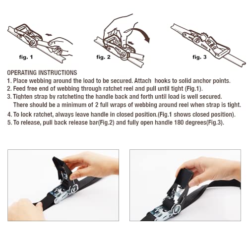 4 PK Ratchet Tie Down Straps (4 Count)