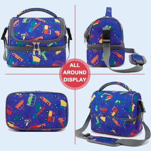 Kids Double Decker Cooler Insulated Lunch Bag Large Tote for Boys