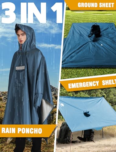 Hooded Rain Poncho for Adult Waterproof Lightweight Raincoat