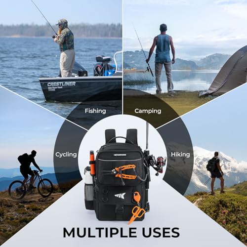 BaitSpace Fishing Backpack with Bait Binder & 2 Rod Holders