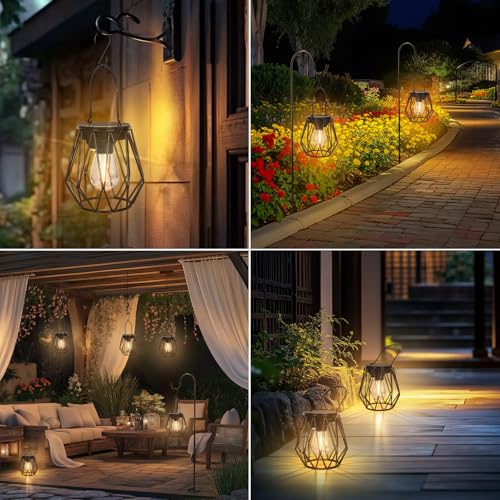Solar Lanterns Outdoor Waterproof Hanging for Garden Decor (4 Count)