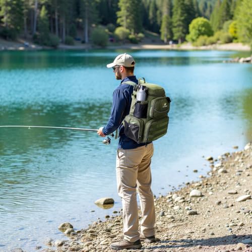 Fishing Tackle Backpack with Rod Holders