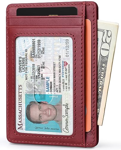 Slim Wallet for Men Women Minimalist Small Leather Front Pocket Wallets with RFID Blocking and Gifts Box