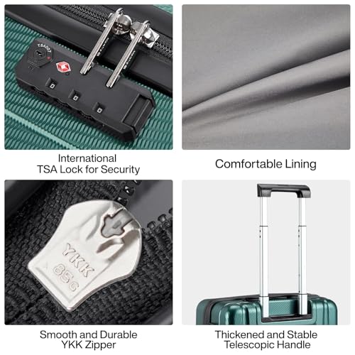 20 Inch Carry On Luggage 22x14x9 Airline Approved Lightweight PC Hard Shell Suitcases with Wheels Travel Luggage Rolling Suitcase Travel Luggage Bag for Weekender