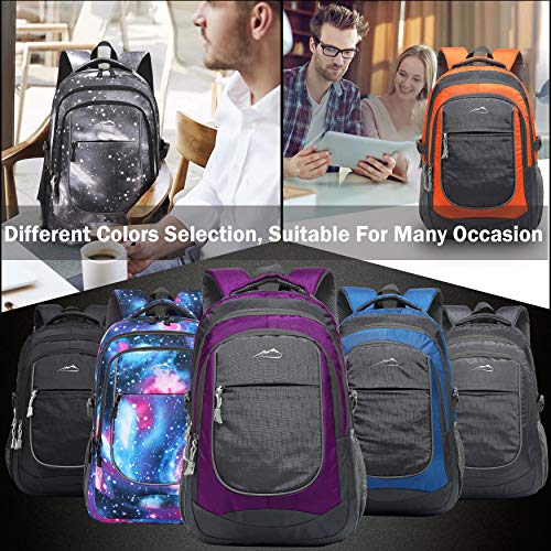 Galaxy Backpack Bookbag for College Sturdy Travel Business Hiking Fit Laptop Up to 15.6 Inch Multi Compartment Gifts for Men Women Night Light Reflective