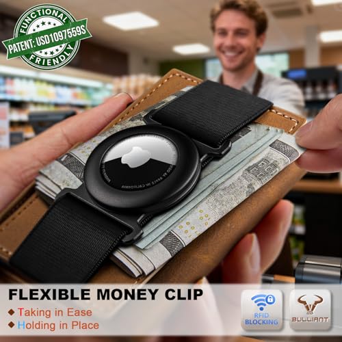 Men Airtag Leather Wallet Metal Case Money Clip (8 Count)