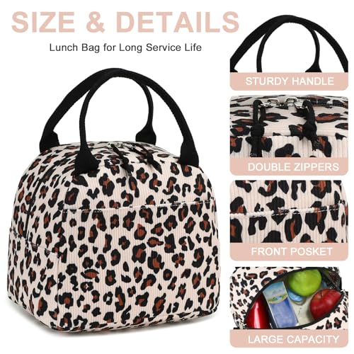 Lunch Bag for Women Men Cute Corduroy Lunch Tote Bags Reusable Insulated Lunch Box Large Capacity Reusable Insulated Cooler for Work Picnic or Travel