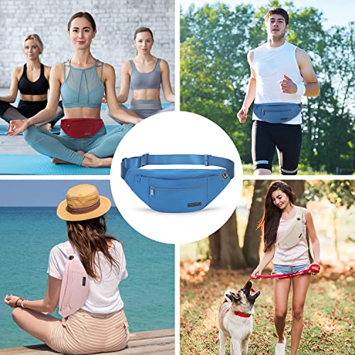 Large Blue Crossbody Fanny Pack for Women Men Belt Bag Fit All Phones