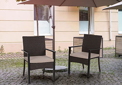 Wicker Patio Dining Chairs Set of 4 with Removable Cushions