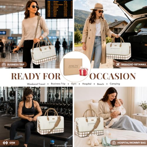 Weekender Bag for Women 21.5" Travel Duffel Large Carry On Bag 3PCS (3 Count)