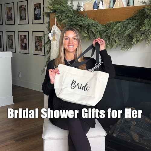 Tote Bag, A-Z Initial Monogrammed Waterproof Tote Bag, Bridesmaid Gifts for Women, Black and Pink (Mrs, Beige)