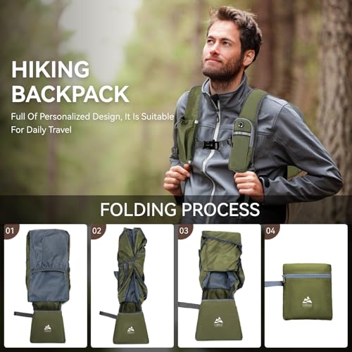 15L Small Hiking Backpack for Men Women Lightweight Packable Backpack Foldable Casual Daypack for Camping Travel Outdoor