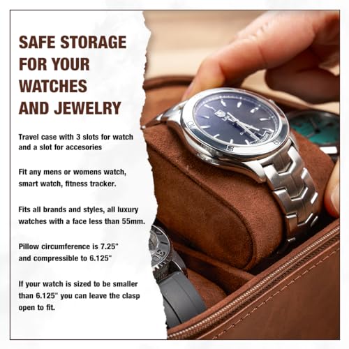 3 Slot Luxury Travel Faux Leather Watch Case. Watch Storage Organizer. Watch Display & Watch Holder. Perfect For Watch Collection. Ready to Gift for Men