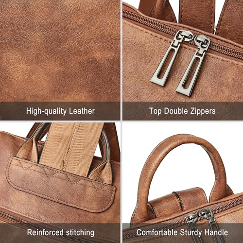 Vegan Leather Laptop Backpack for Women 15.6 inch Work Backpack Fashion Travel Backpack Purse for Travel College Work
