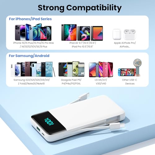 Portable Charger for iPhone with Built